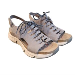 Bionica Ormond Slingback Sandals Gray Leather Women's Size 6.5